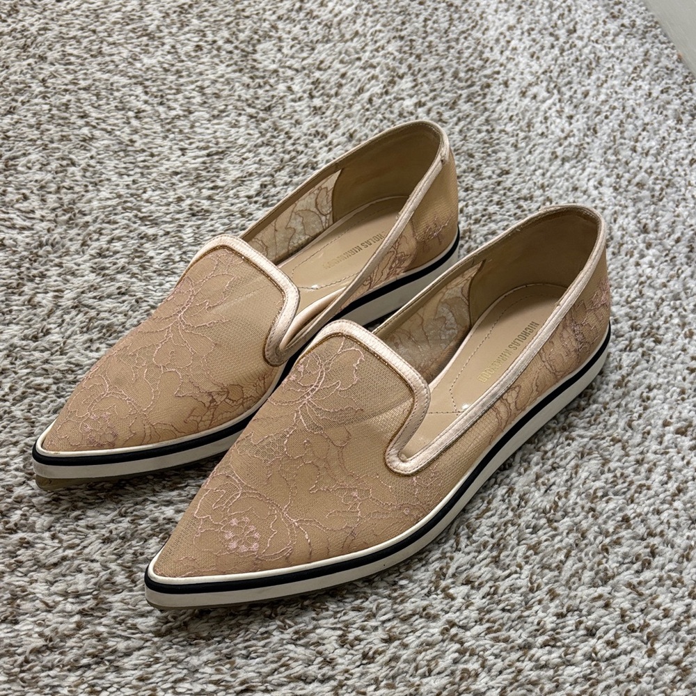 Nicholas Kirkwood tan Lace Alona Pointed Toe